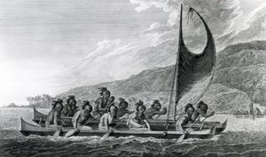 A Canoe of the Sandwich Islands, with the Rowers Masked, 1784